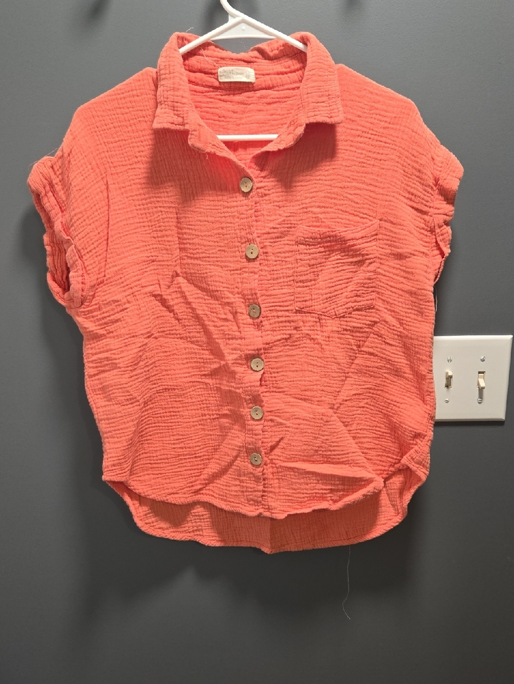 Orange-Pink Button Up Top